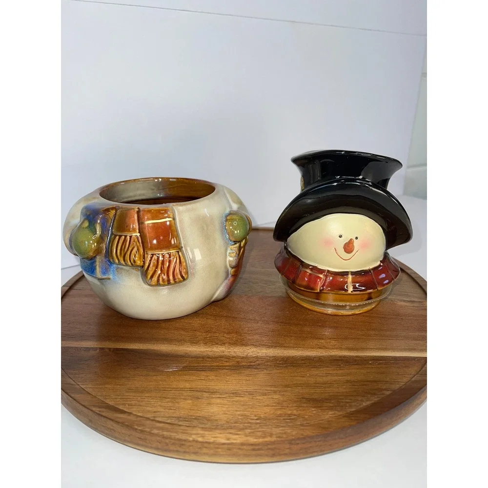 Gibson‎ Everyday Snowman Cookie Jar Lid Ceramic Holiday Winter Treat Storage
